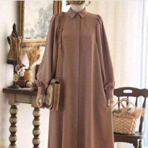 Traditionele Bruine Abaya – Effen Design