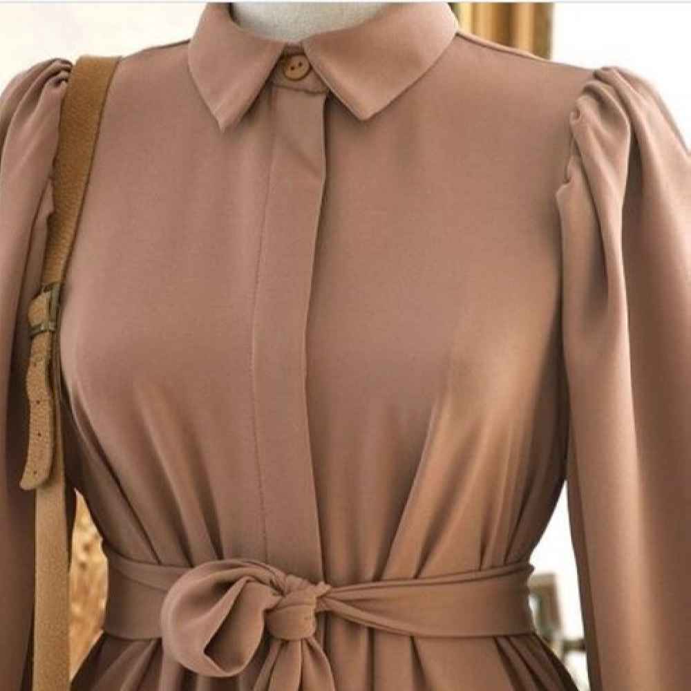 Traditionele Bruine Abaya – Effen Design