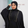 Stijlvolle Vlinder Abaya voor Moslimvrouwen – Zwarte Kreukstof
