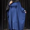 Traditionele Vlinder Abaya voor Dames – Zachte Donkerblauwe Kreukstof
