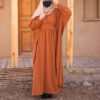 Traditionele Vlinder Abaya voor Dames – Zachte Oranje Kreukstof