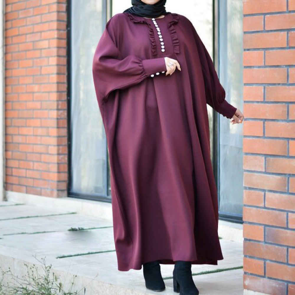 Stijlvolle Abaya voor Moslimvrouwen met Zachte Kreukstof