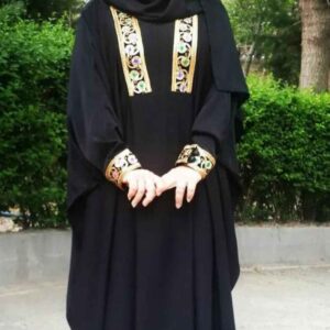 Traditionele Zwarte Abaya met Bloemenpatroon