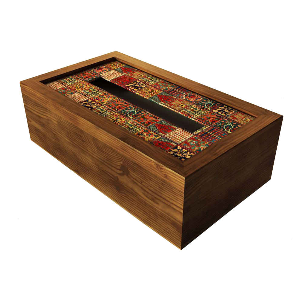 Perzische Houten Prullenbak & Zakdoos Set – Nahal