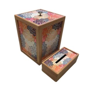 Perzische Houten Prullenbak & Zakdoos Set – Negar