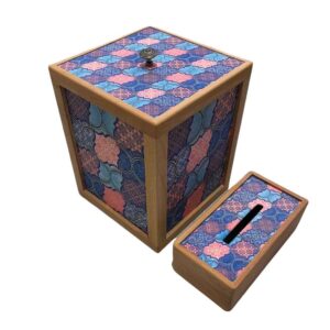 Perzische Houten Prullenbak & Zakdoos Set – Nina