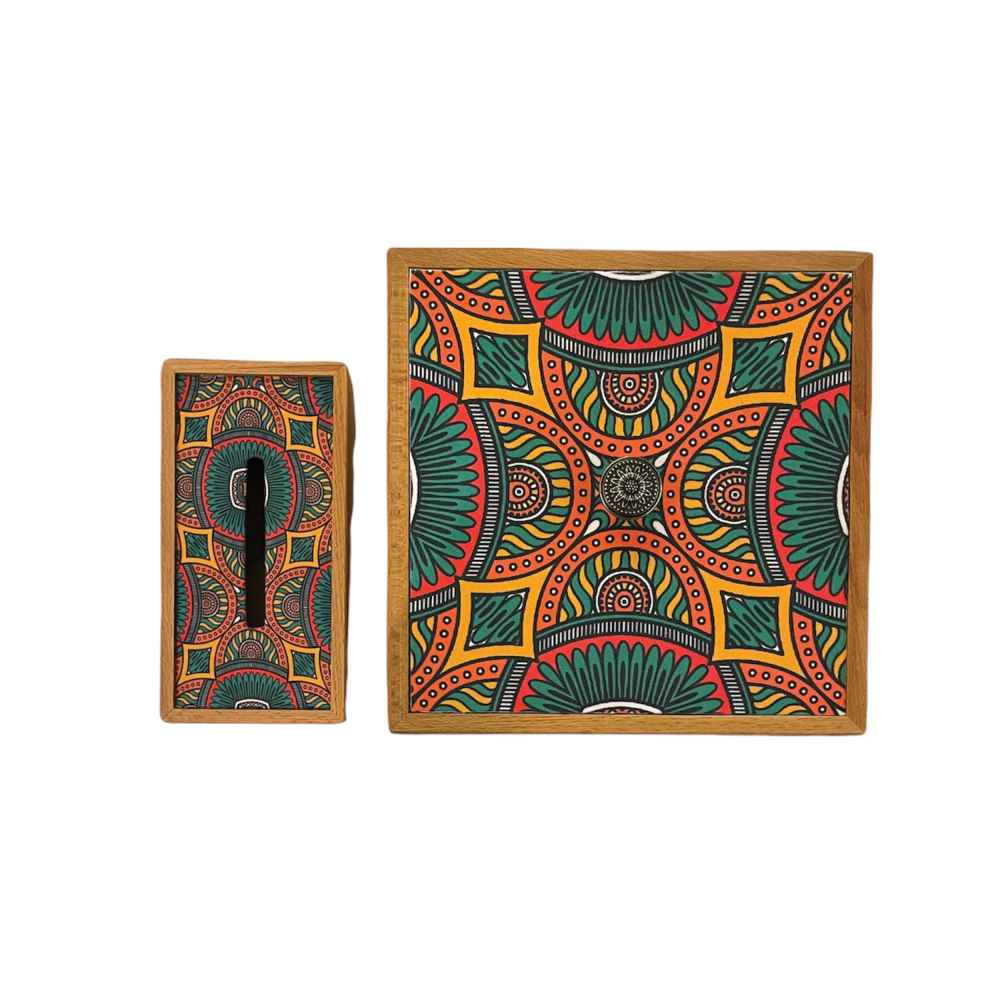Perzische Houten Prullenbak & Zakdoos Set – Sonati