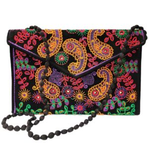 Geborduurde Etnische Fluwelen Clutch Paisley