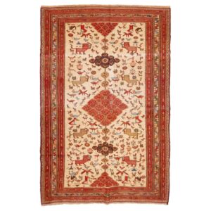 Vintage Perzisch Sirjan Handgeweven Kilim Tapijt Dierenmotief