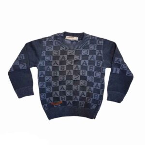 Gebreide Babypullover – Model Parasto Navy Ruit