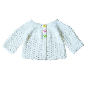 Witte Gebreide Babypullover – Model Nazanin