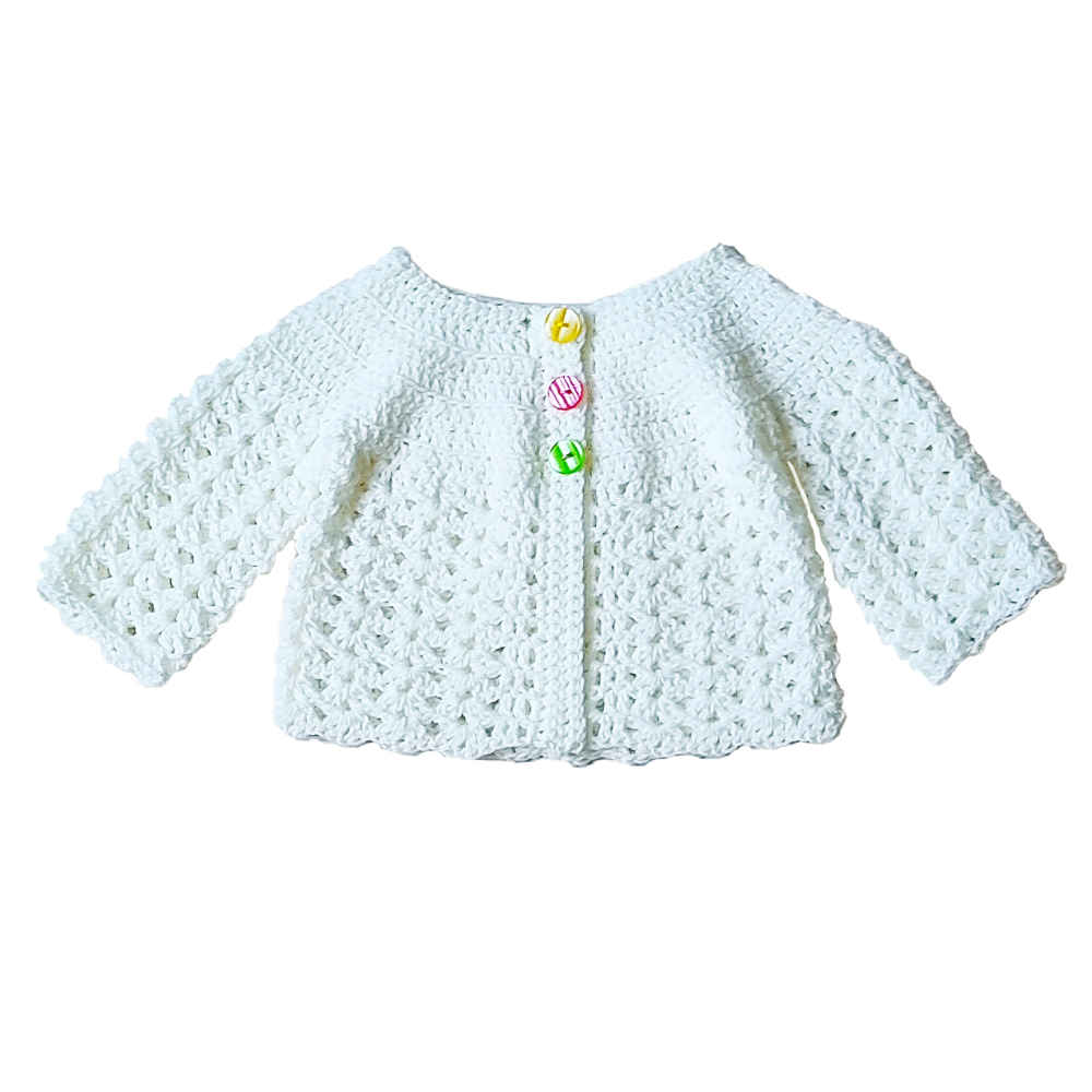 Witte Gebreide Babypullover – Model Nazanin