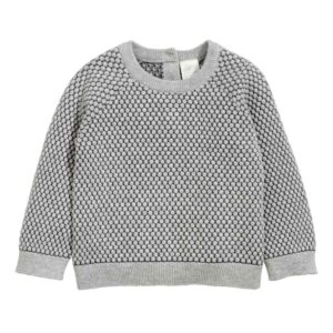 Grijze Gebreide Babypullover – Model Mahya