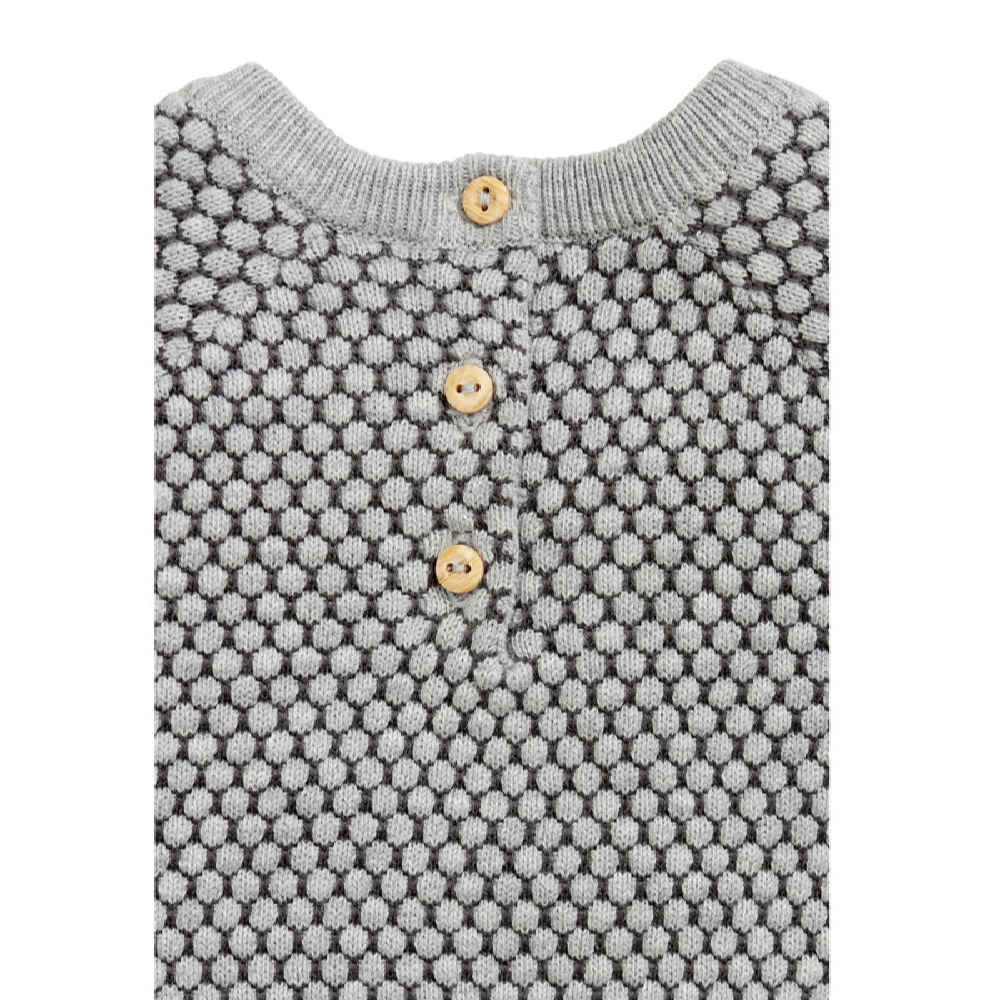 Grijze Gebreide Babypullover – Model Mahya