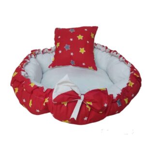 Rond Babynestje – Model Night met Sterrenmotief – Rood