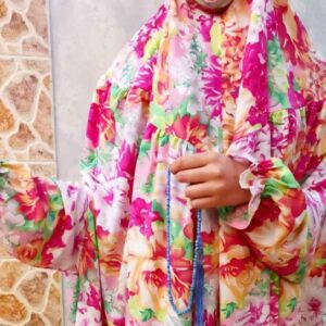 Islamitische Namaz Chador met Mouwen voor Vrouwen – Ideaal voor Gebed – Bloemenpatroon Jasmine