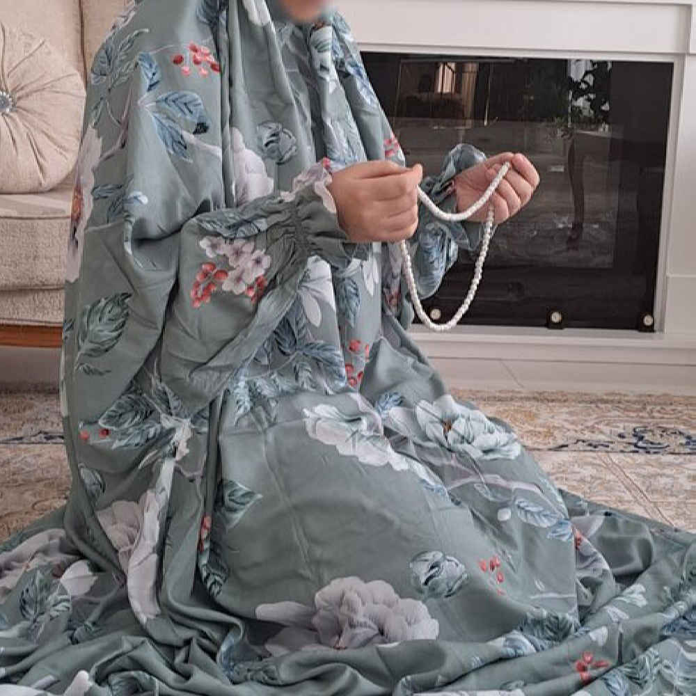 Islamitische Namaz Chador met Mouwen voor Vrouwen – Ideaal voor Gebed – Bloemenpatroon Samin