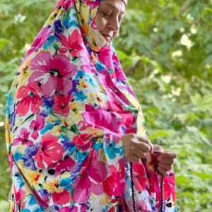 Islamitische Namaz Chador met Mouwen voor Vrouwen – Ideaal voor Gebed – Bloemenpatroon Rojin