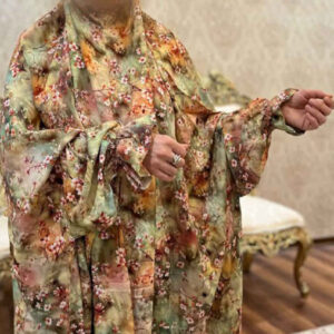 Islamitische Namaz Chador met Mouwen voor Vrouwen – Ideaal voor Gebed – Bloemenpatroon Mahya