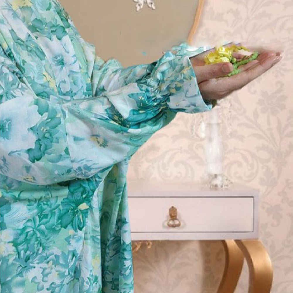 Islamitische Namaz Chador met Mouwen voor Vrouwen – Ideaal voor Gebed – Bloemenpatroon Rima