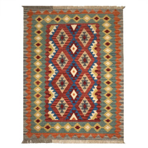 Perzische Kilim Qashqai Handgeweven – Model Nahal Groen – Wollen Tapijt