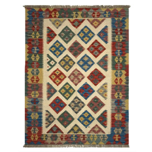 Perzisch Kilim Tapijt van Wol Handgeweven in Teheran Qashqai Roze