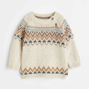 Crèmekleurige Gebreide Babypullover – Model Mahoor