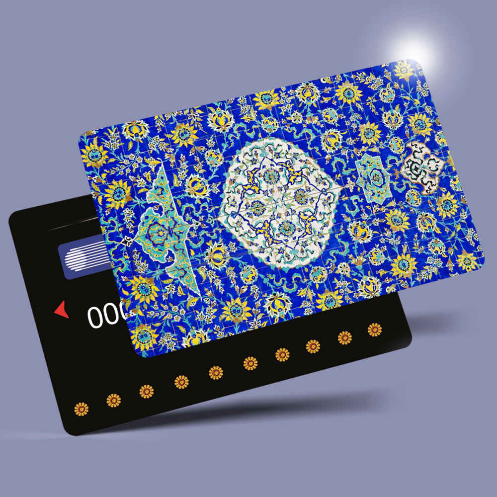Perzische Creditcard Sticker — Blauw Traditioneel Patroon