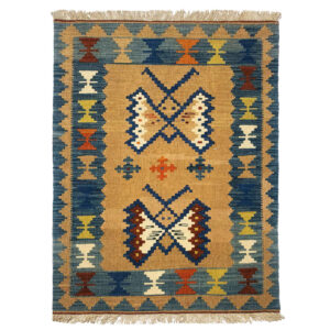 Perzisch Kilim Wol Tapijt Handgeweven in Teheran Geometrisch Ontwerp
