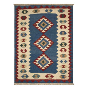 Perzische Kilim Qashqai Handgeweven – Model Laleh Blauw – Wollen Tapijt
