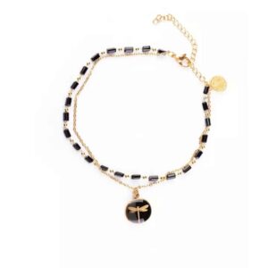 Zwarte Enkelketting met Libel – Model Dragonfly