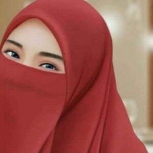 Baksteenrode Islamitische Crepe Vierkante Sjaal & Niqab Set