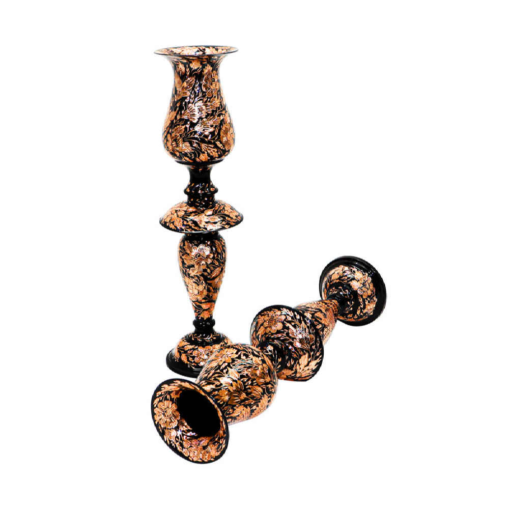 Gegraveerd Perzisch Koperen Spiegelraam & Kandelaar Set – King Design