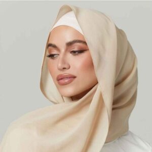 Crèmekleurige Chiffon Shayla Hijab voor Vrouwen