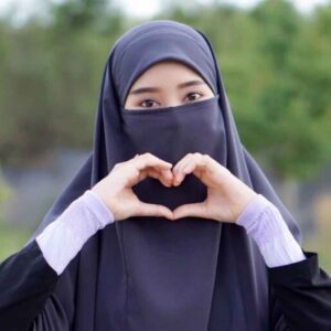 Donkergrijze Sjaal & Halve Niqab Set