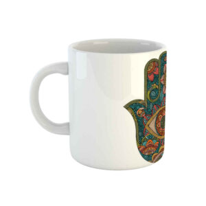 Islamitische Keramische Koffiemok – Hamsa & Boze Oog Patroon
