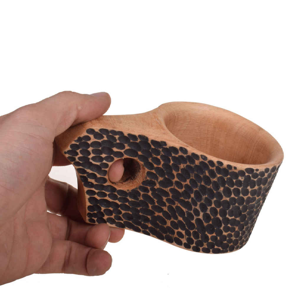 Handgemaakte Houten Kuksa Mok – Model Jungle – Rustiek Kamperen