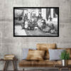 Perzische Zwart-Wit PVC Print met Frame – Ghajarieh Muurkunst