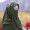 Donkergroene Sjaal & Niqab Set
