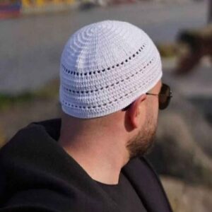Gehaakte Witte Turkse Kufi Taqiyah – Katoen