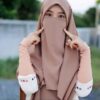Lichtbruine Islamitische Crepe Sjaal & Halve Niqab Set voor Vrouwen