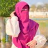 Magenta Islamitische Crepe Vierkante Sjaal & Niqab Set voor Vrouwen