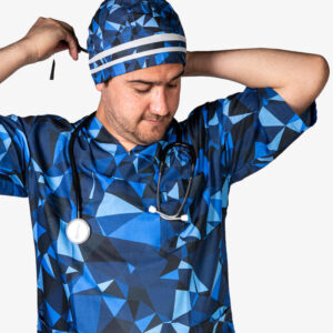Blauw Verpleegkundig Uniform voor Mannen – Top & Muts
