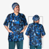 Blauw Verpleegkundig Uniform voor Mannen – Top & Muts
