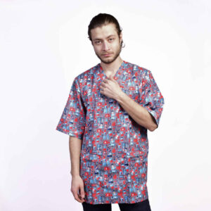 Grijze Chirurgische Top & Muts Set voor Mannen – Strak & Praktisch