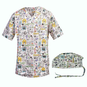 Medisch Uniform voor Mannen – Top & Muts (Wit)