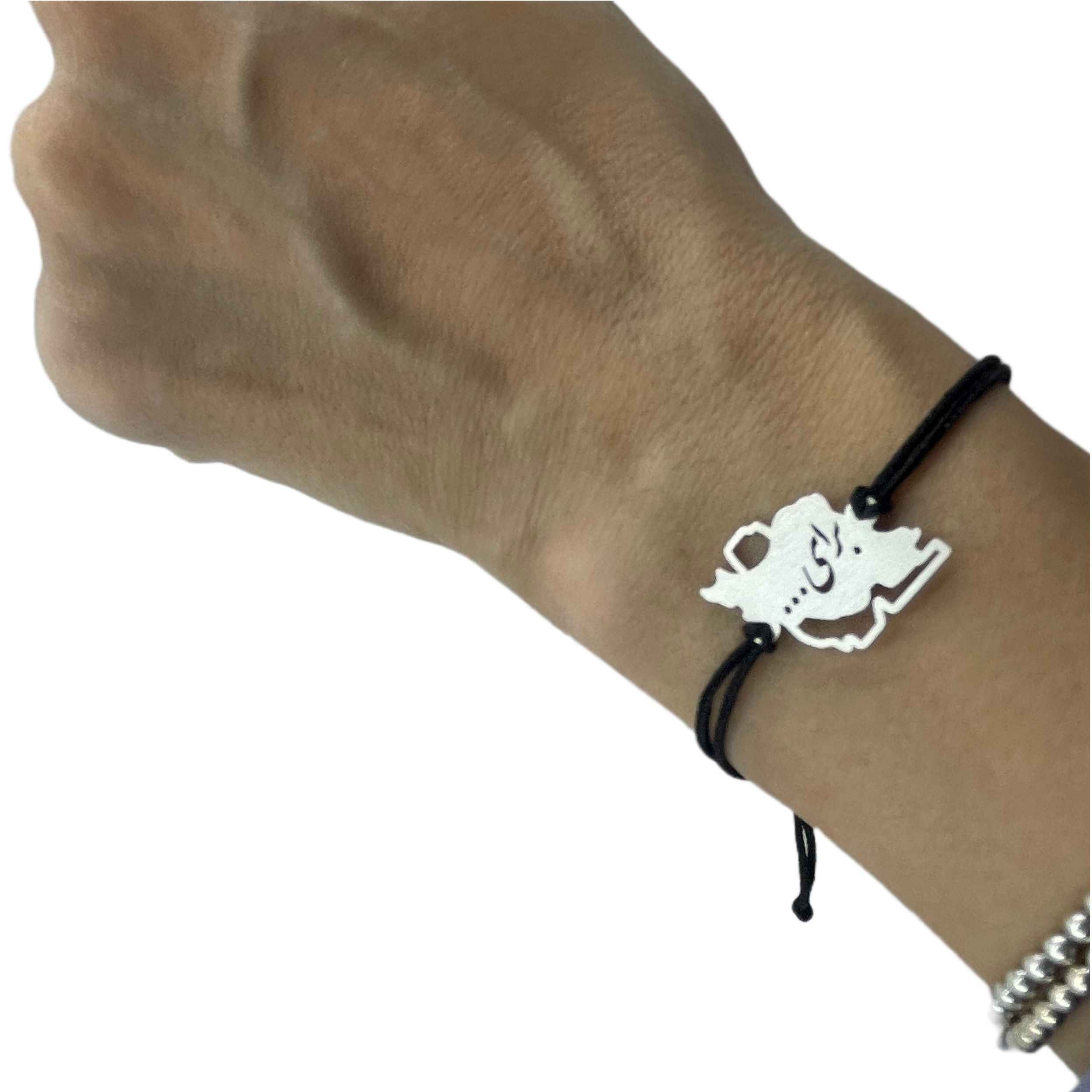 Minimalistische Perzische Draad Zilveren Armband – Iran Kaart