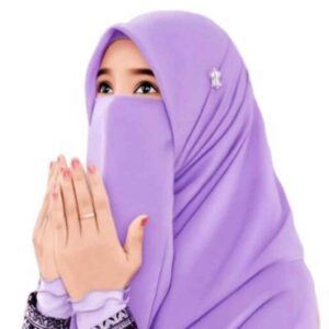Lila Sjaal & Halve Niqab Set – Islamitisch Crepe