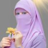 Lila Sjaal & Halve Niqab Set – Islamitisch Crepe