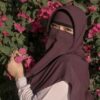 Bruine Islamitische Sjaal & Half-Niqab Set